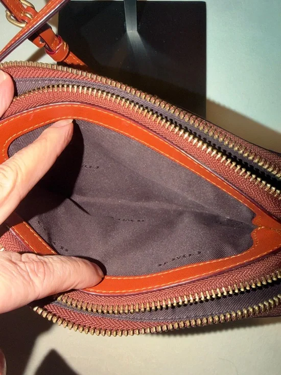 Coach Brown Signature Coated Canvas Crossbody with Tan Leather Trim - Picture 9 of 12